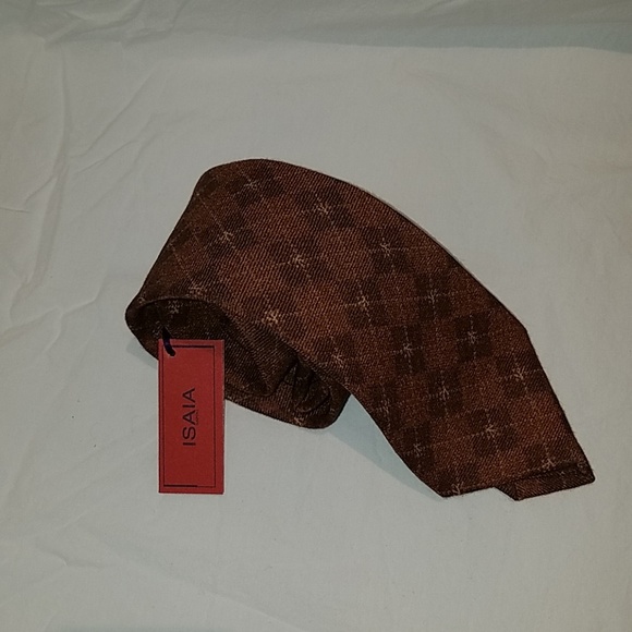 ISAIA Napoli 7 fold Tie - Brown / Orange - Picture 2 of 4